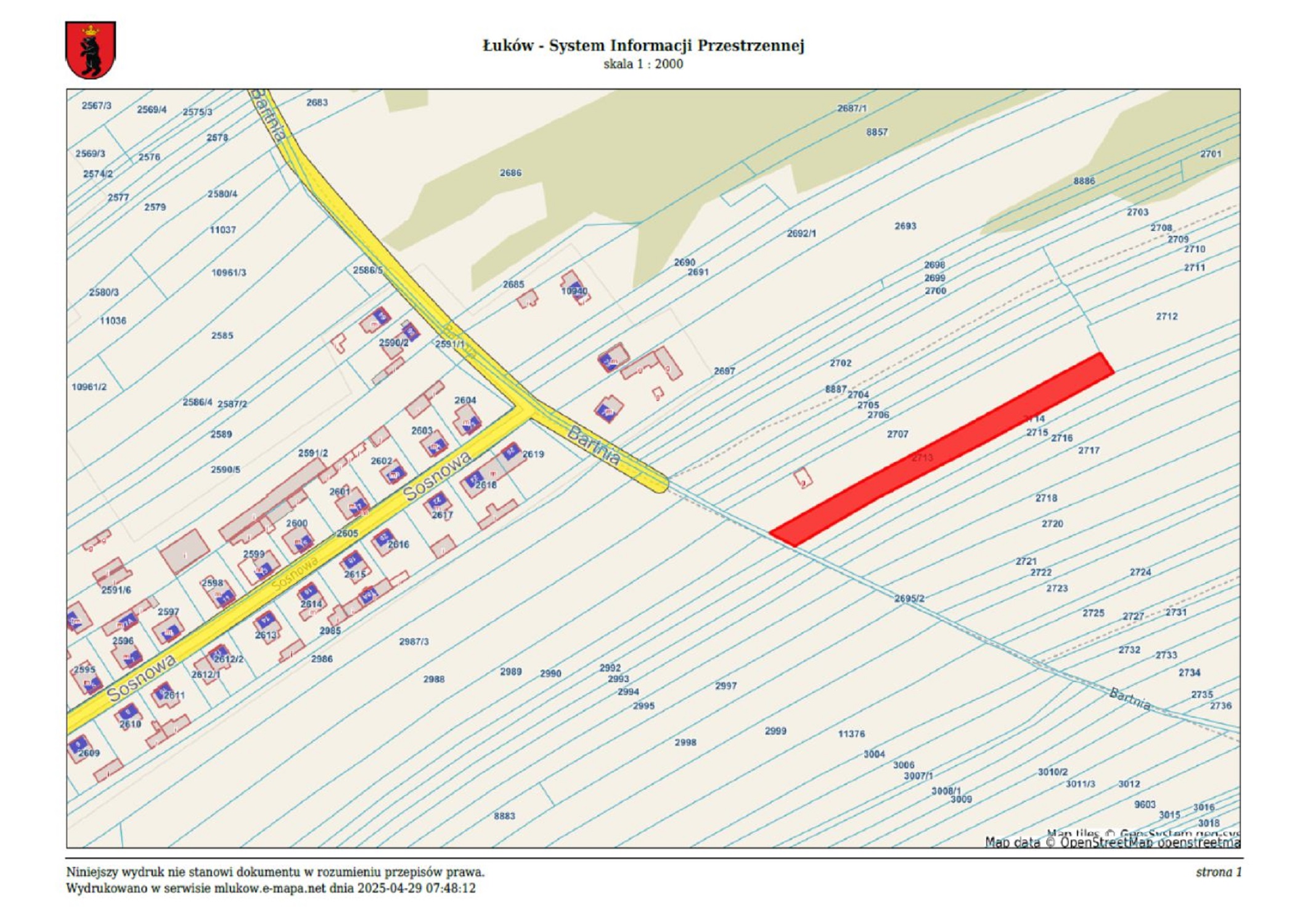 Nieruchomość położona przy ul. Bartniej
