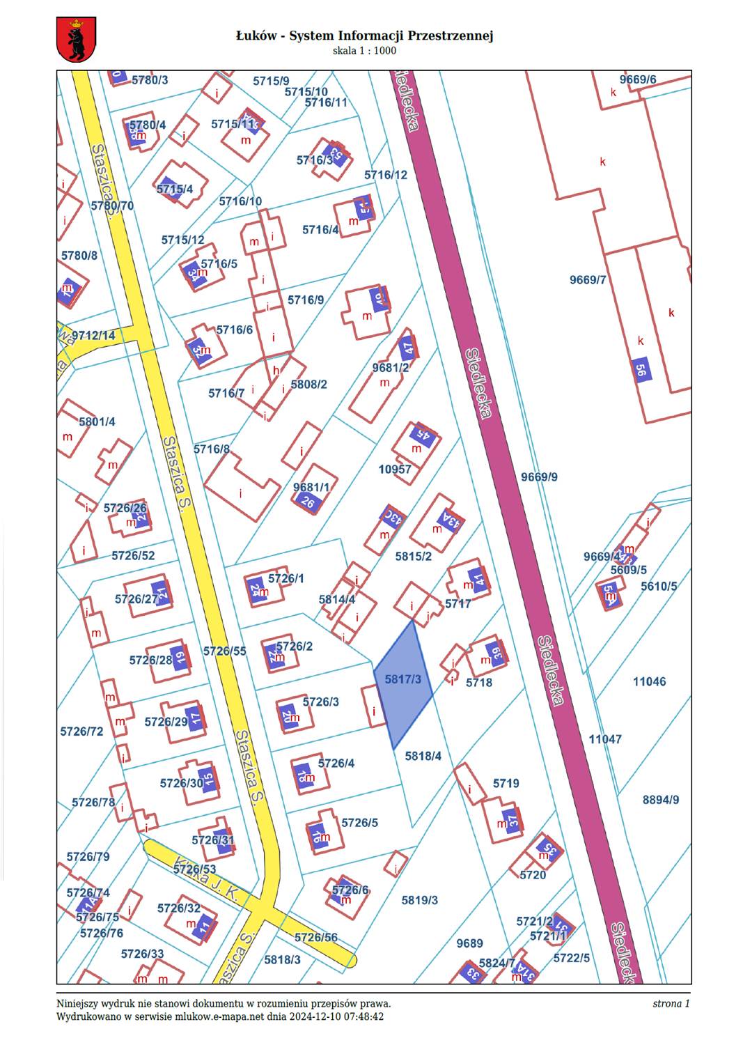 Nieruchomości położone przy ul. Siedleckiej