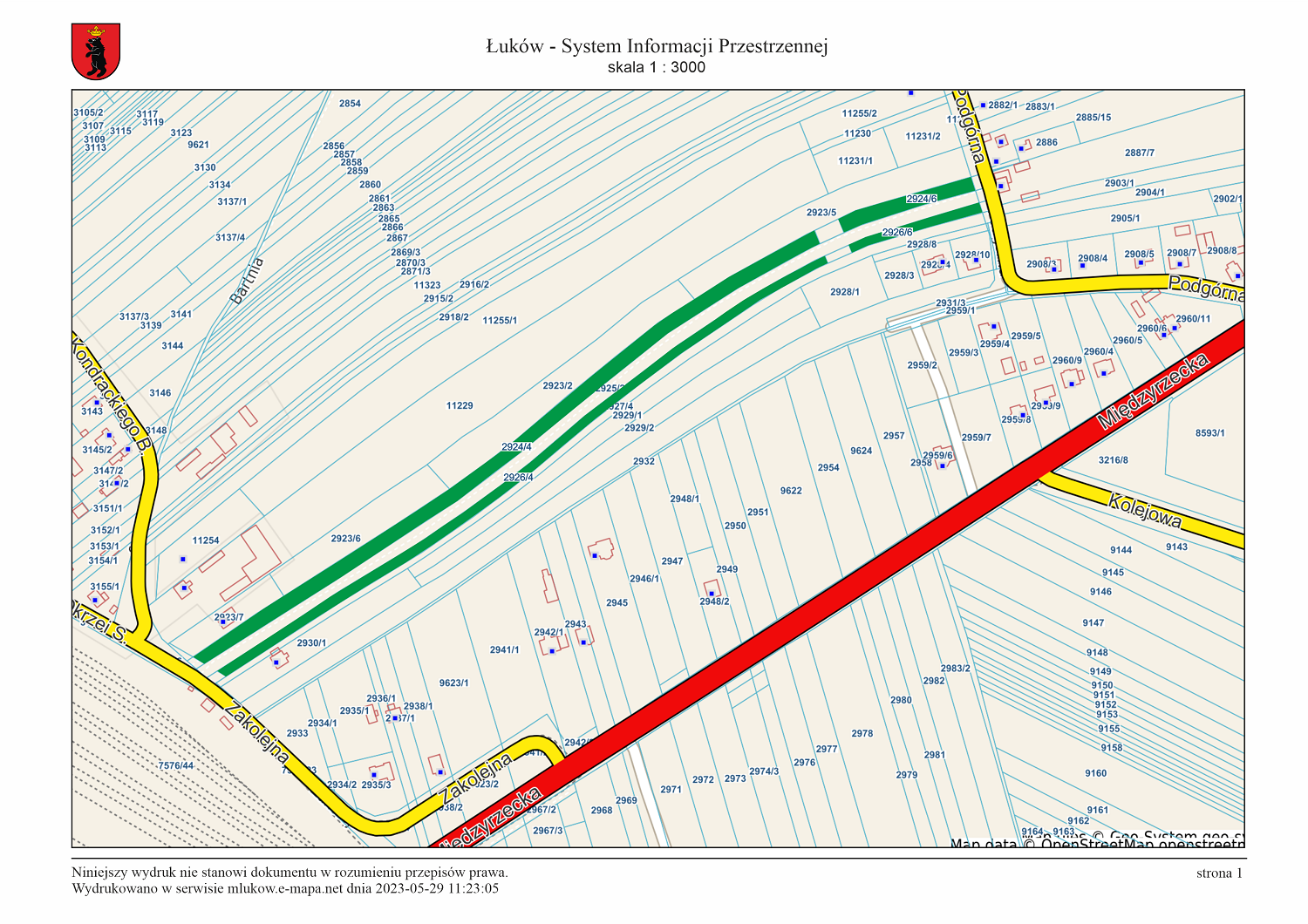 Nieruchomości położone przy ul. Zakolejnej i ul. Podgórnej
